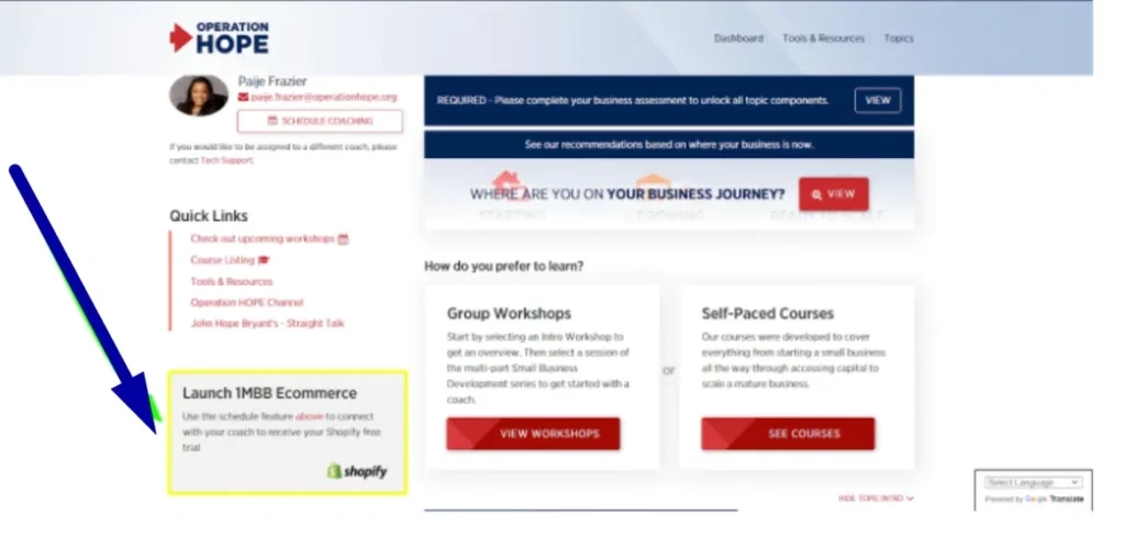 Once you've selected your coach, you'll be able to schedule appointments, receive expert guidance, and make the most of your 120-day free Shopify trial.